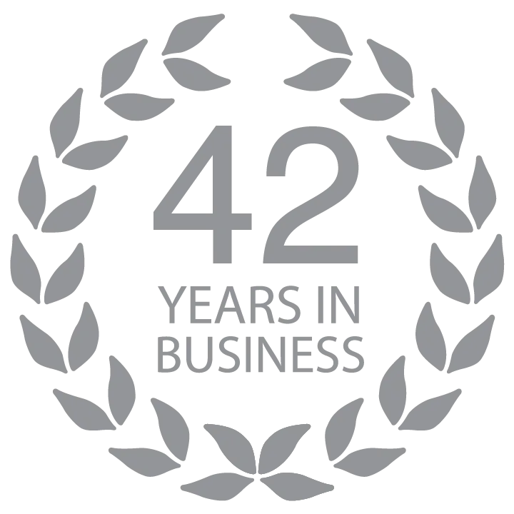 SP Brisley 42 Years in Business Crest Graphic